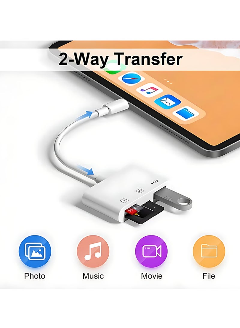 CLAVON قارئ بطاقة SD لجهاز iPhone، 3 في 1 محول Lightning إلى قارئ بطاقة SD وكاميرا رقمية Micro SD متوافق مع iPhone، توصيل وتشغيل - Image 4